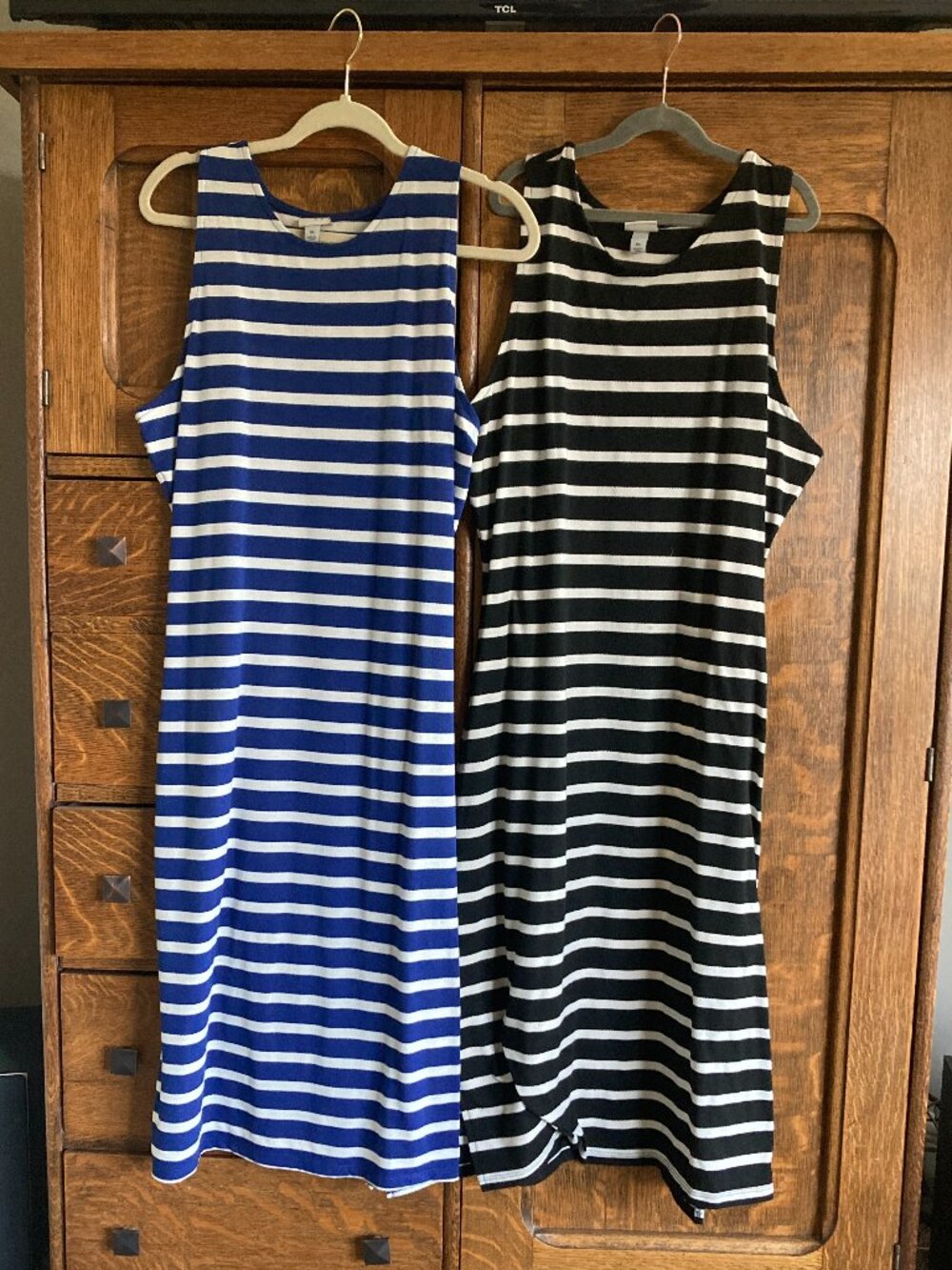 Lot of 2 A New Day sleeveless tank dresses, XL, striped, midi, new without tags